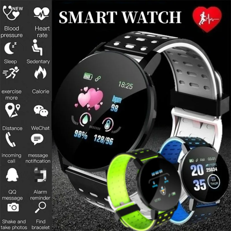 

119Plus Colorful Screen Smart Watch For Men Women Clock Blood Pressure Waterproof Heart Rate Monitor Fitness Smartwatch 2022