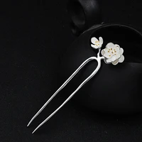 925 sterling silver hair pins hair sticks big and small white peach flower headpiece women headwear hair accessories