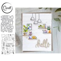 qwell sofa stool photo frame plants dog handwriting words metal cutting dies clear stamps diy scrapbooking cards craft 2020