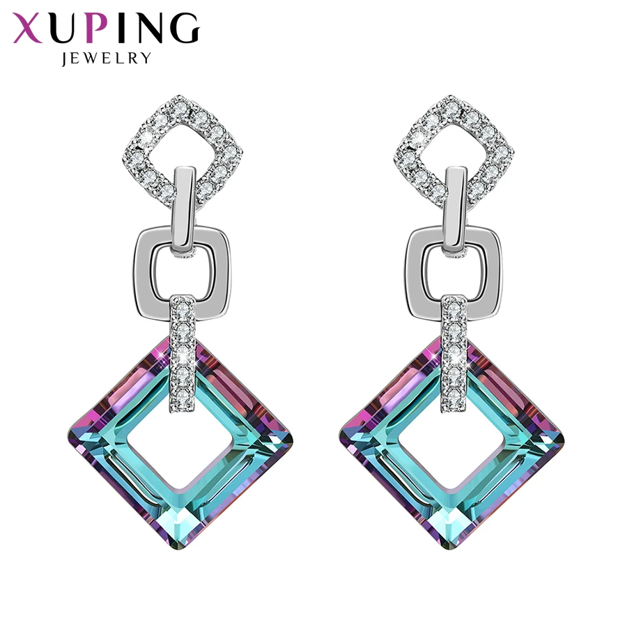 Xuping, изысканные цветные серьги, высокое качество, кристаллы от Swarovski, цветное покрытие, для женщин, подарок на день Святого Валентина, S89-202