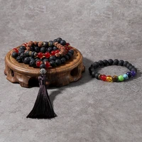 oaiite black onyx lava rock stone necklace bracelets for women men buddha beads reiki healing balance prayer tibetan jewelry set