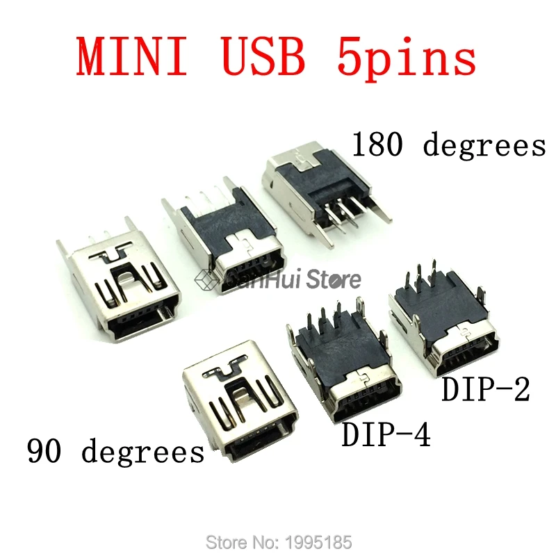 Мини-разъем USB SMD 5 контактов 180 градусов/90 градусов DIP-2 DIP-4 20 шт. | Обустройство дома