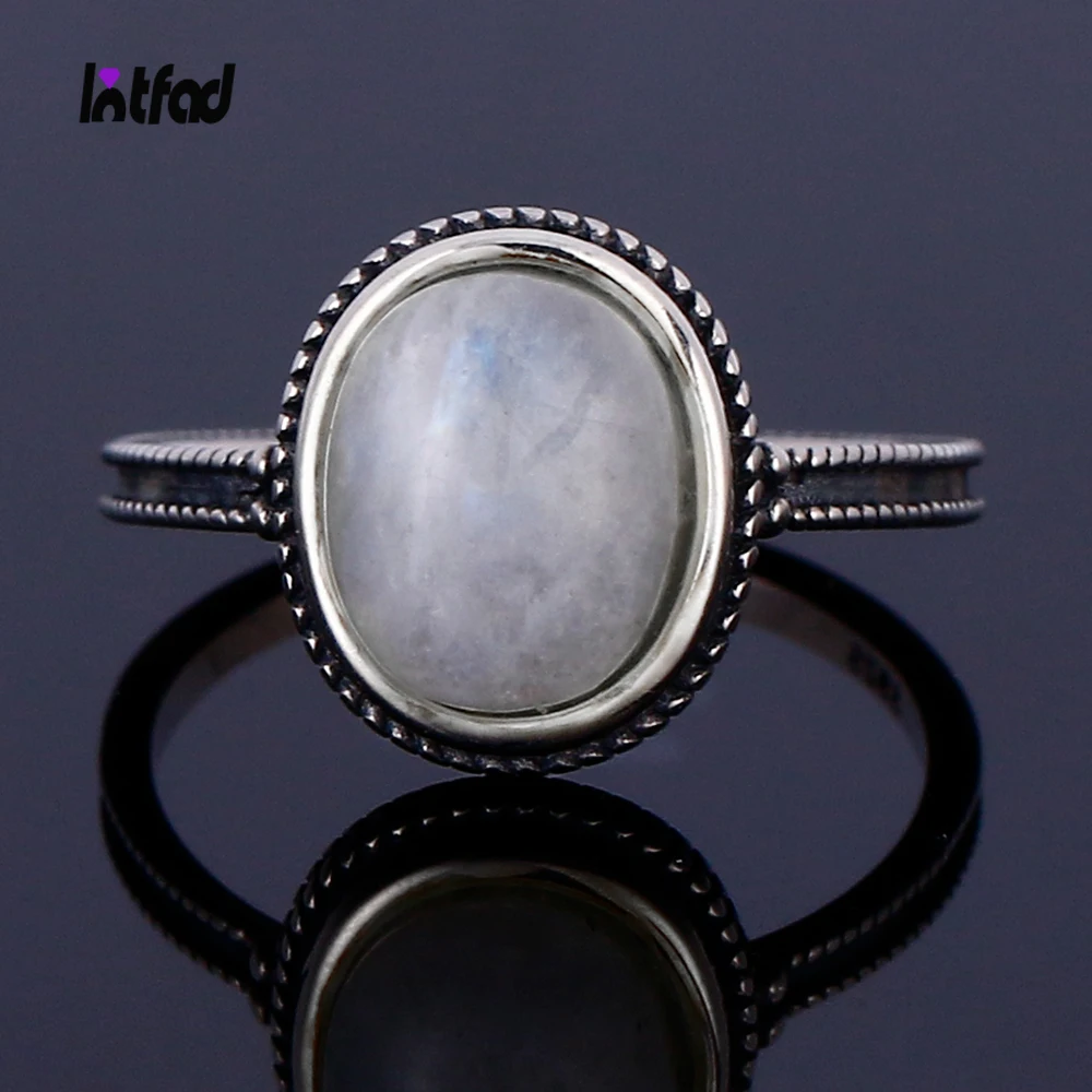

Natural Moonstone Ring 925 Sterling Silver Finger Ring for Women Wedding Party Gift Luxury Simple Fine Jewelry