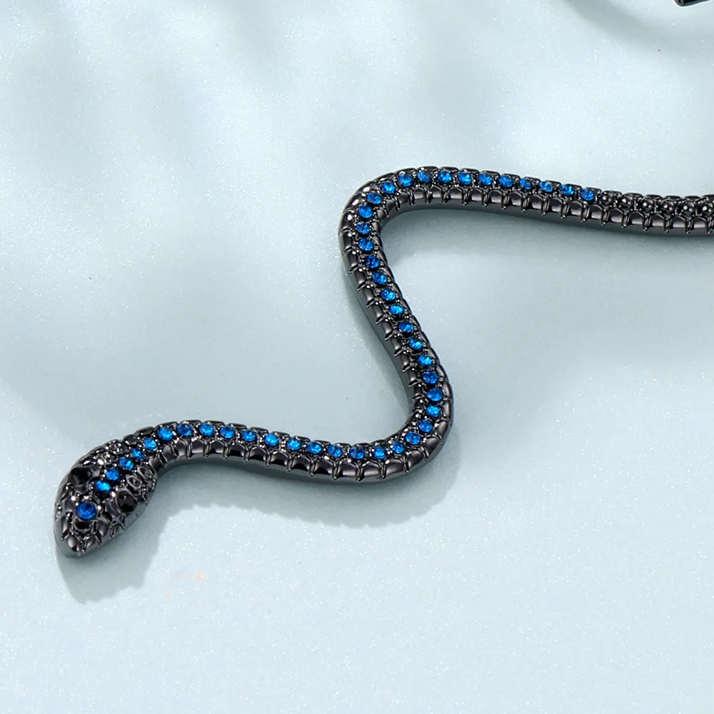 Серьги-клипсы Lost Lady длинные в виде змеи женские крупные массивные гусеничные