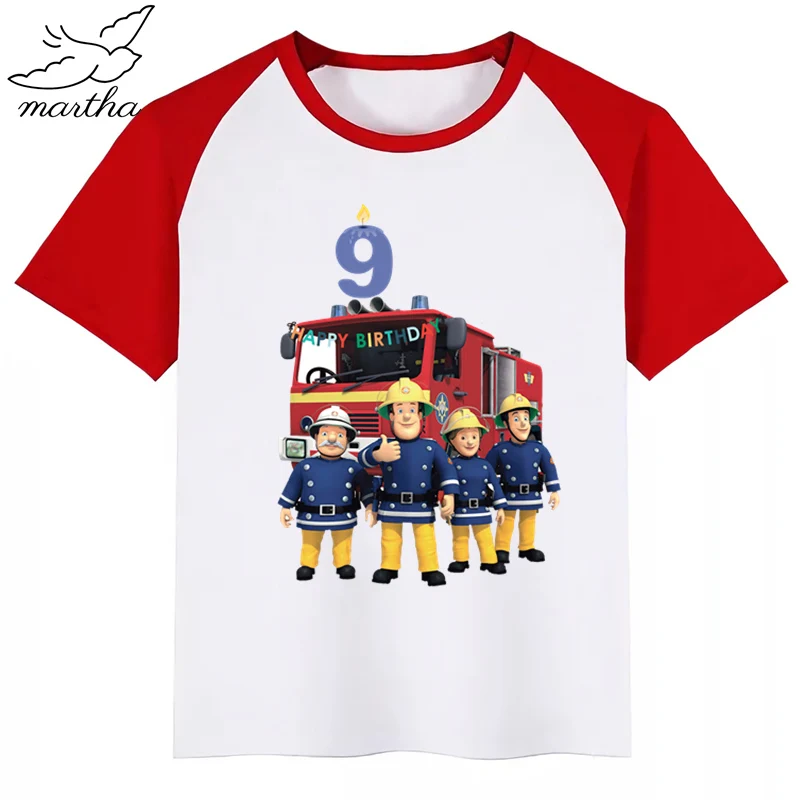 Одежда для детей с днем рождения номер 1 9 героями мультфильма Пожарный Сэм DIYKids