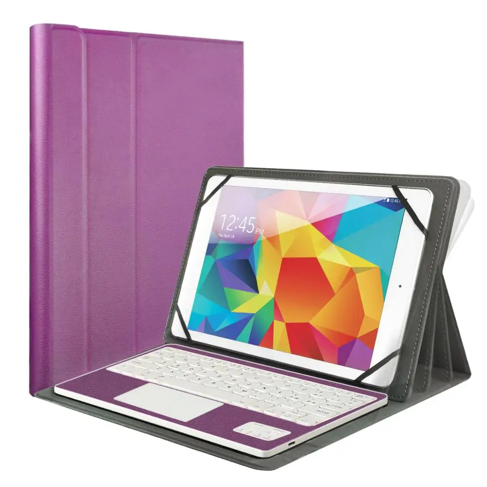 Purple Чехол для samsung Galaxy Tab 4 10,1/Tab S 10,5/Note 10,1 Tab A с Bluetooth сенсорной панелью, чехол-клавиатура для планшетов на Android AZERTY QWERTY - Цвет: Purple