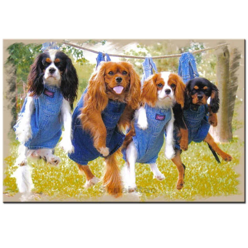 Алмазная 5d живопись сделай сам мозаика с собаками карлеза спаниеля вышивка