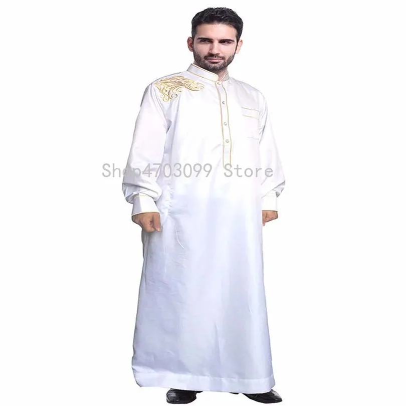 Malaysian Muslim Clothing Arab Middle Eastern Men's Robes Muslim Dress Islam Kaftan Thobe Abaya Formal Jubba Thobe Long Sleeve