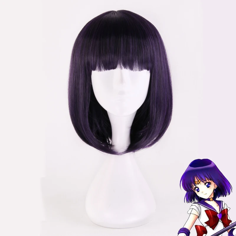 Парик для косплея Сэйлор Мун косплей из аниме Сейлор черные фиолетовые короткие