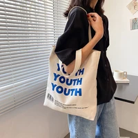 cgc 2021 fashion letter printing canvas tote bag women harajuku simple shoulder bag female korean handbag ladies shoulder bag