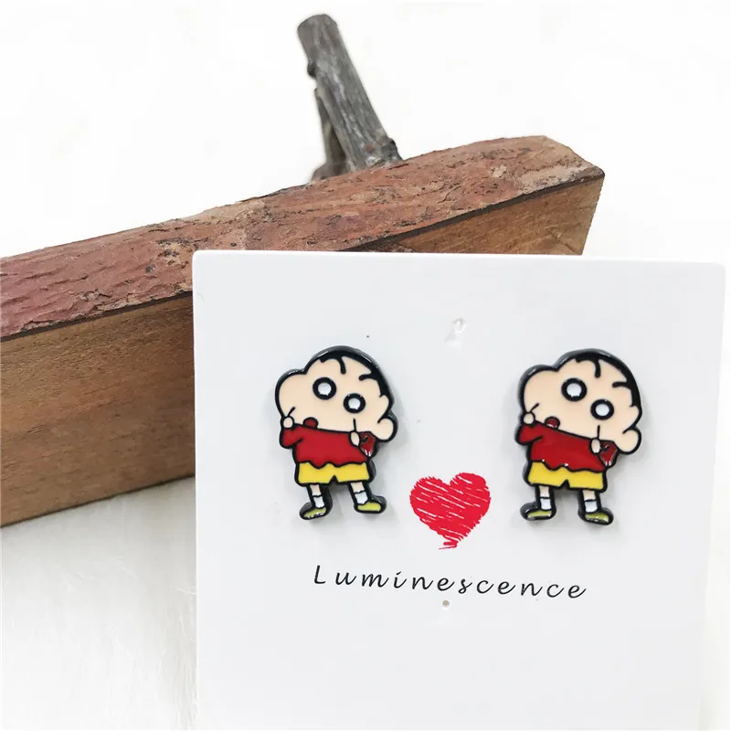 13 EUPNHY 1 пара Crayon Shin-chan аниме гипоаллергенныые серьги-гвоздики с животными для женщин девушек пирсинг Ювелирные изделия Подарки - Окраска металла: 13