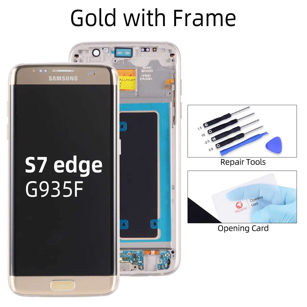 S7 edge Gold Frame Супер AMOLED дисплей для SAMSUNG Galaxy S7 Edge lcd кодирующий преобразователь сенсорного экрана в сборе с рамкой G935F G935 S7 G930F - Цвет: S7 edge Gold Frame