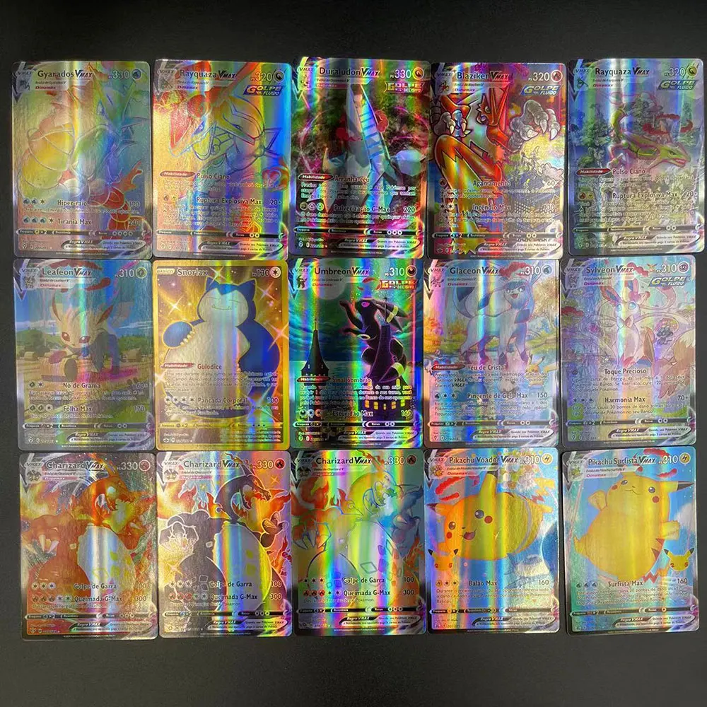 VMAX карты покемона в португальских торжествах голографические игральные EVS