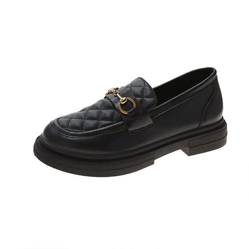 

Woman Solid Black PU Leather Loafers Zapatos De Mujer Dropshipping 2020 Casual Women Slip on Flats Round Toe Platform Shoes