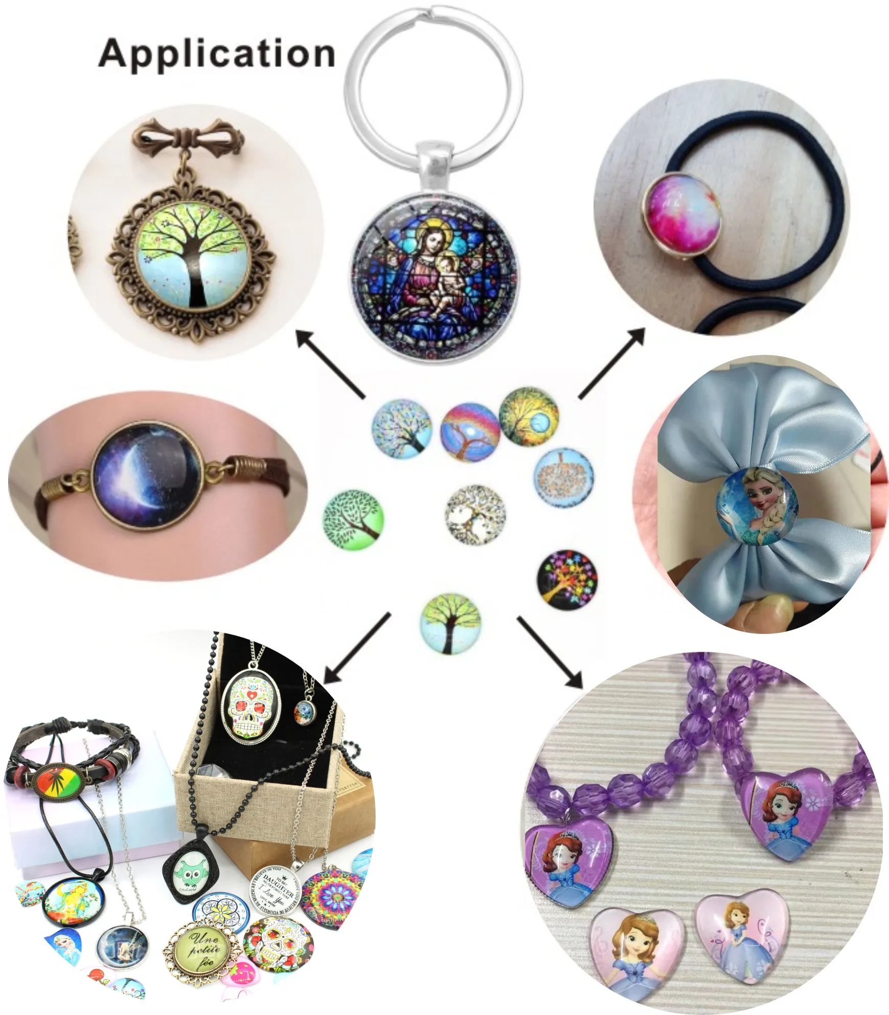 

Waterproof jewelry glass, printed color pattern size 8~40mm, suitable for ear stud jewelry accessories