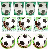 60pcslot happy birthday party football theme plates kids boys favors cups napkins baby shower decorate towel dishes