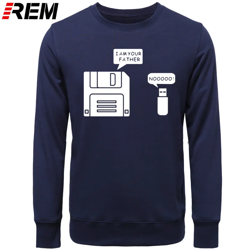 REM USB дискета я ваш отец мужские хлопковые с длинным рукавом юмором диск повседневные Camisetas Hombre мужские кофты с капюшоном, толстовки - Цвет: NAVY WHITE
