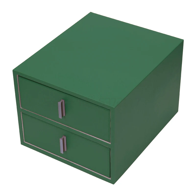 

Household desktop leather finishing box cosmetics dressing table skin care products drawer storage box