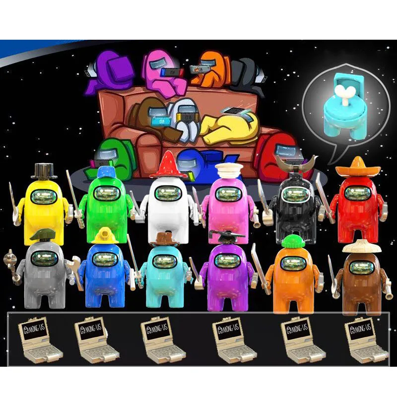 

6Pcs/Set Game Figures AmongINGS Building Blocks Doll Model Kits With Weapons Bricks amonged Toys For Children Birthday Gift