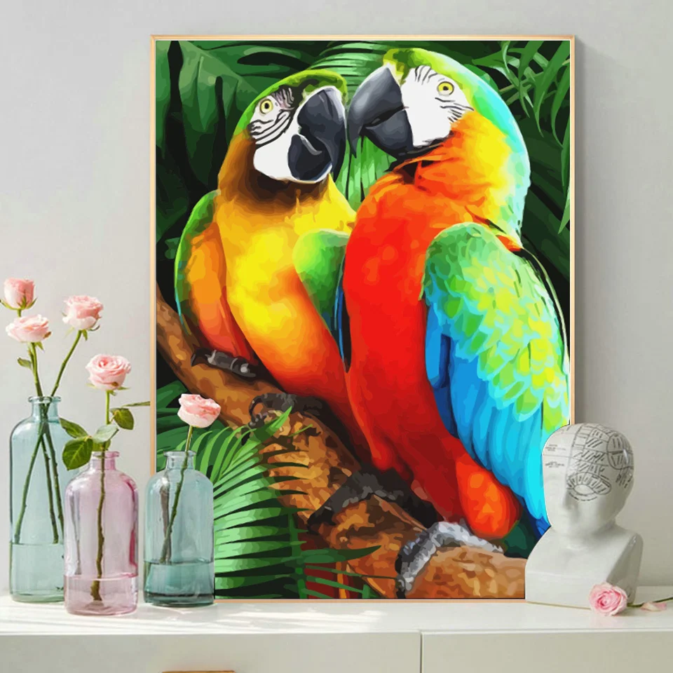 Картина AZQSD по номерам Parrot Arcylic Раскраска картина маслом птицы Ручная Краска