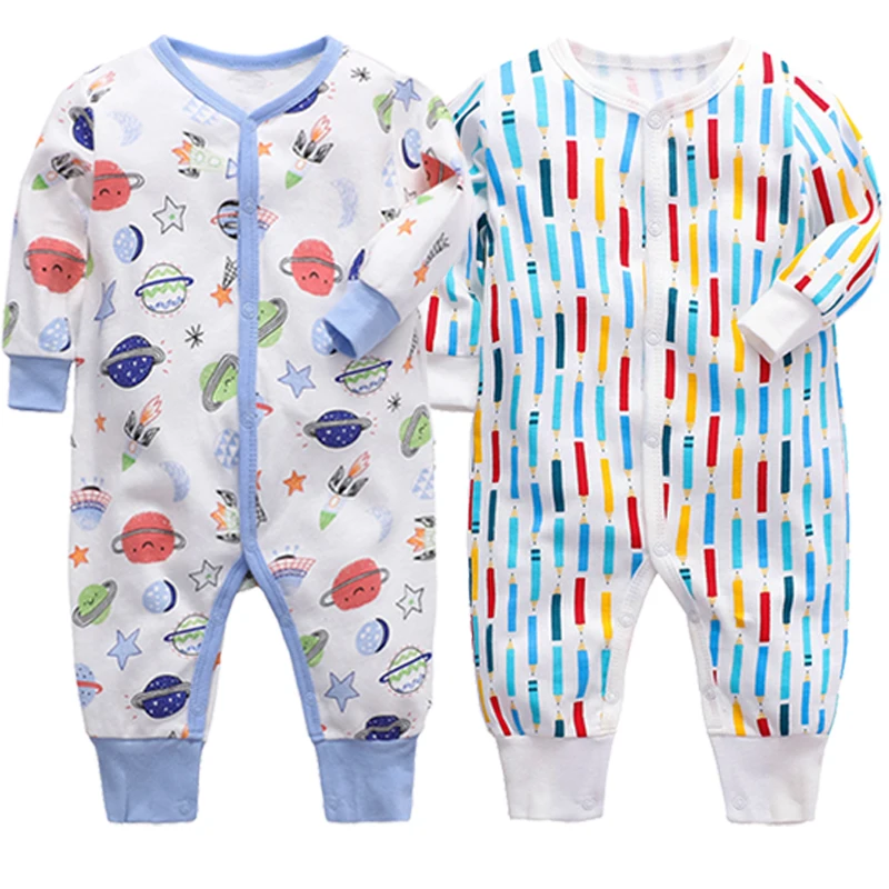 

2Pcs Baby Boy Sleeper Pajamas 0-24 Months Cotton Romper Long Sleeves Toddler Girl Sleepwear Infant Onsies ropa de bebe Clothes