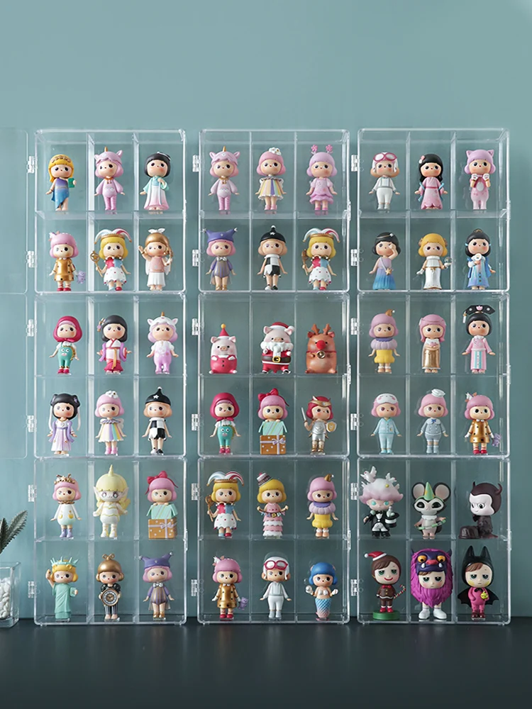 

Blind Box Display Stand Desktop Storage Box Figurine Garage Kits Display Rack Cabinet Dust Cover Transparent Doll Girl Heart
