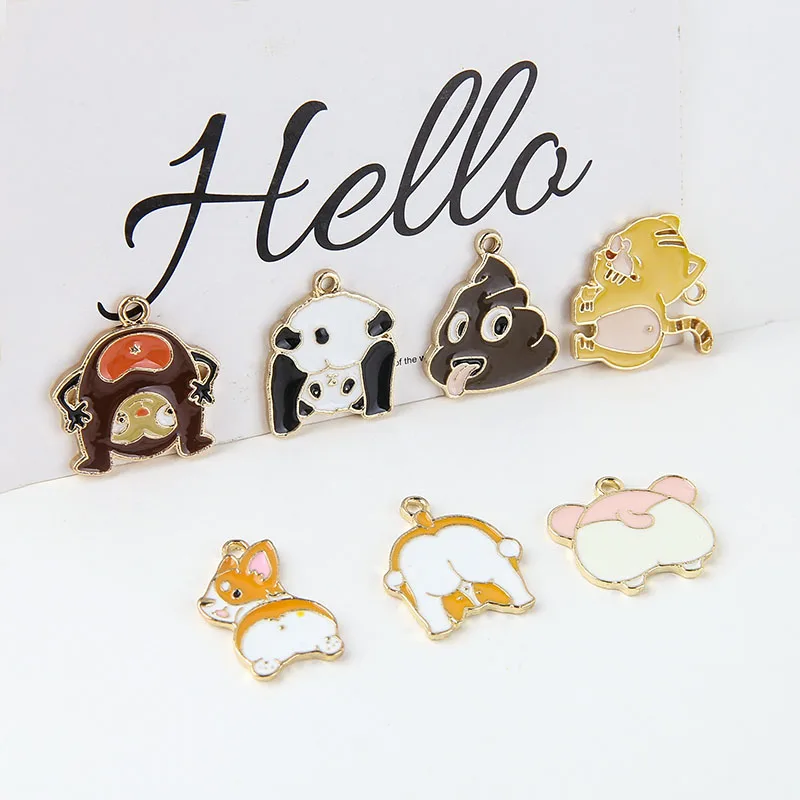 6 шт. японские забавные серьги в виде животных из сплава с героями мультфильмов