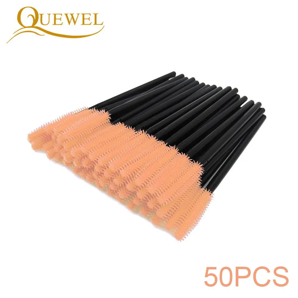 Orange 50 Pieces 50 шт., одноразовая щетка для ресниц, расческа, силиконовая гелевая тушь для ресниц, палочки для наращивания ресниц, профессиональный аппликатор, инструмент для макияжа глаз - Цвет: Orange 50 Pieces