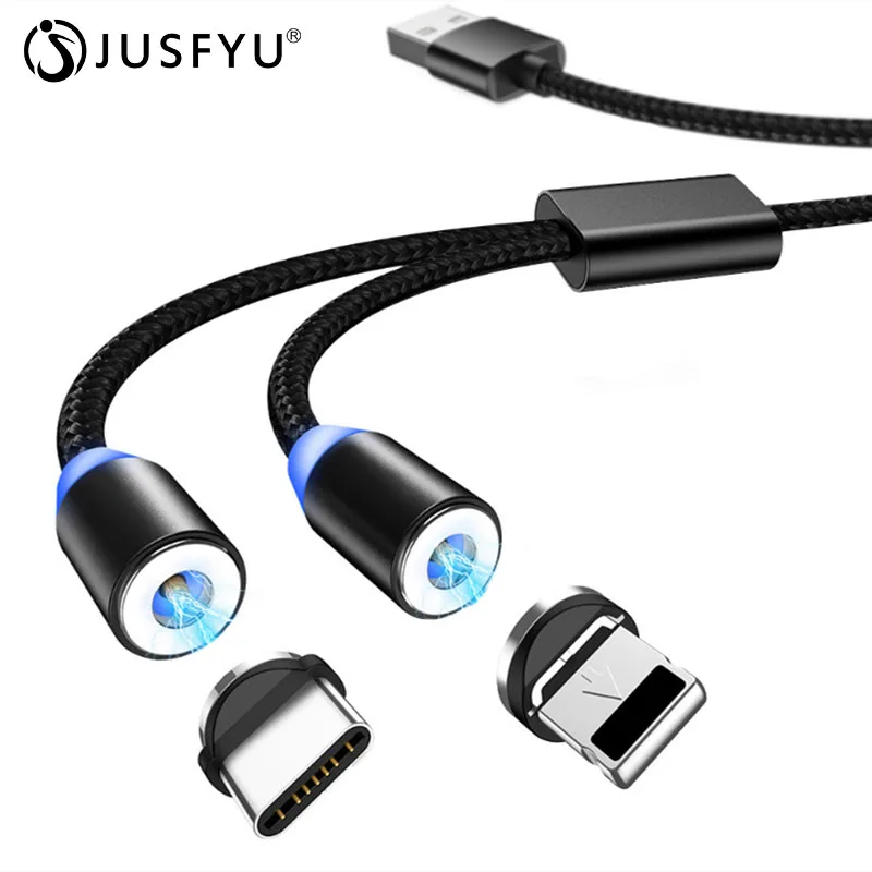 

2 in 1 Magnetic Micro USB Type C Charger Cable For iPhone 11 XR 8 Plus Magnet Micro USB C Charger Cable For Samsung Xiaomi mi 9