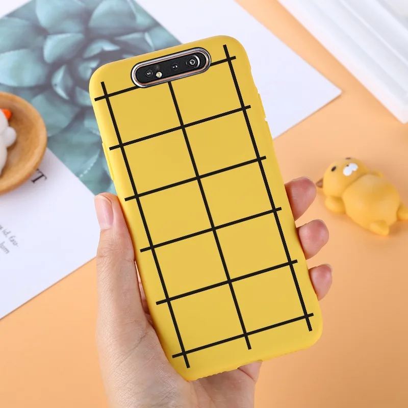 032 Yello ТПУ чехол для samsung Galaxy A80 силиконовый милый для samsung задняя крышка A 80 A805F A50 A70 A10 A20 A10S A40 протектор черный - Цвет: 032