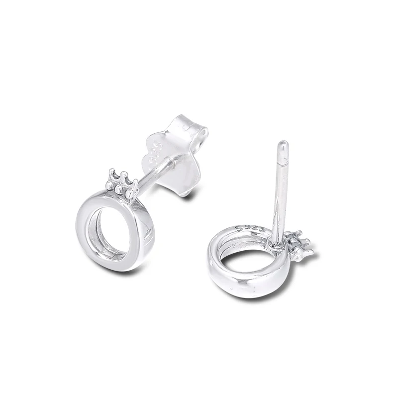 Полированная Корона O серьги гвоздики 925 пробы серебряные ювелирные изделия