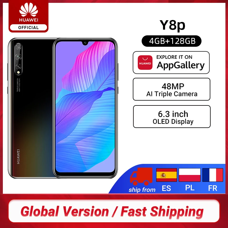 Новая глобальная версия Huawei Y8p смартфон 4 Гб 128 6 3 ''OLED дисплей 48MP AI тройной