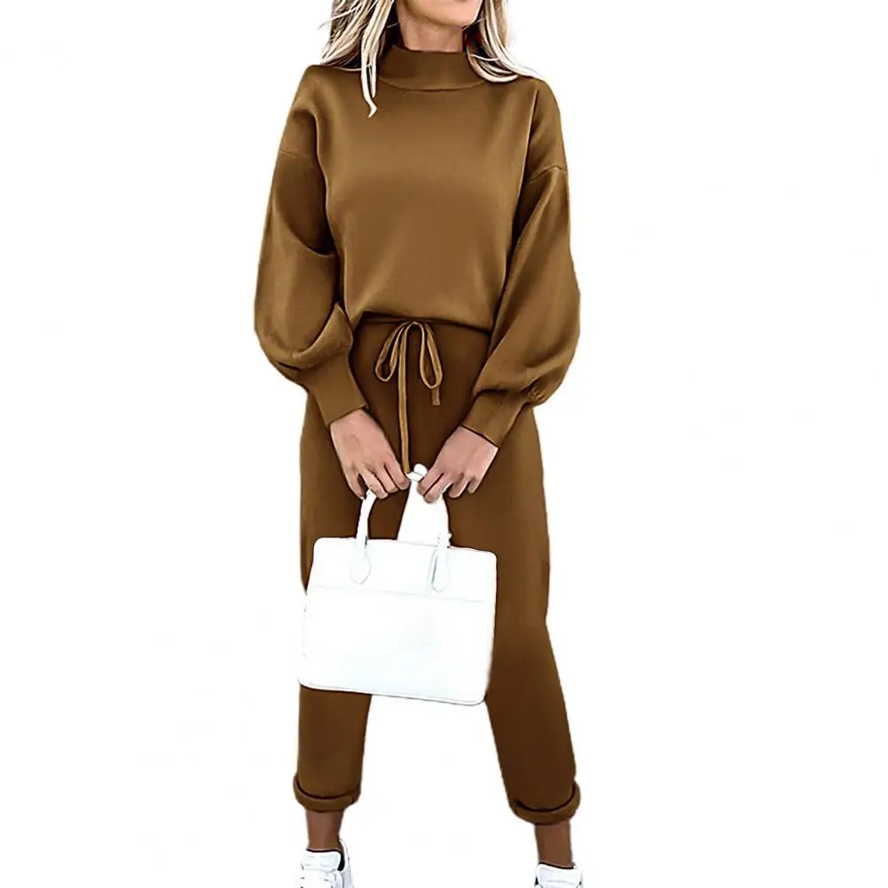Autumn Winter Women Plush Warm Tracksuit Outfit Long Sleeve Blouse Top Pants