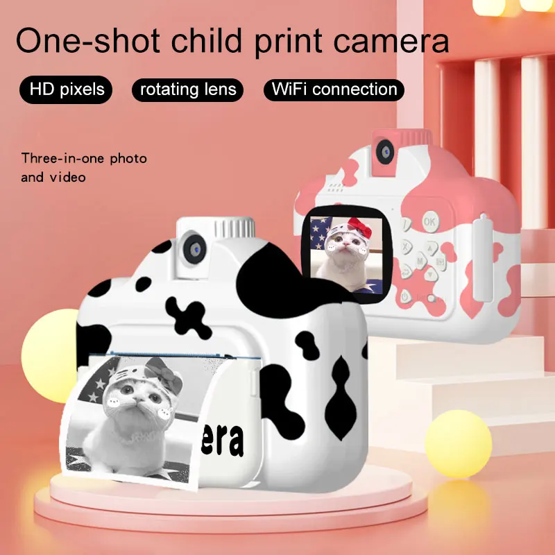 

Kids Camera Instant Print Camera For Children 1080P HD Video Photo Digital Camera with 3 Rolls Thermal Photo Papers