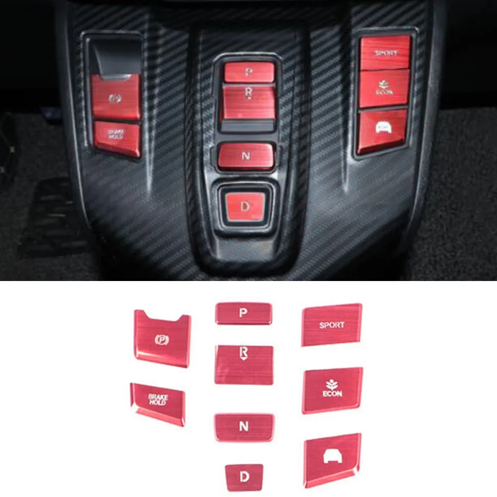 

Trim Button Cover 1 Set Gear Shift 9pcs Aluminum Alloy Console Decor Matte
