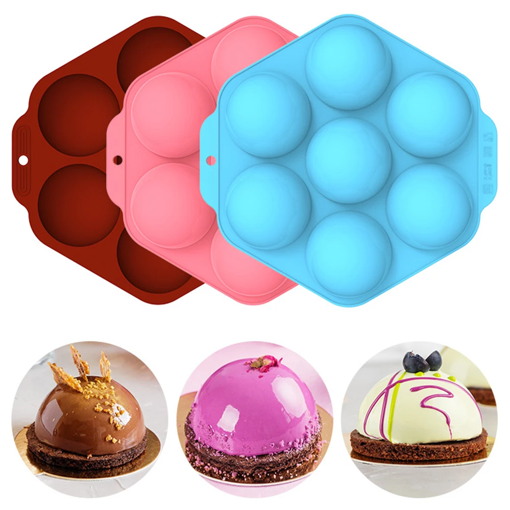 

7 Holes Large Hemisphere Chocolate Silicone Molds Cake Dome Baking Mould