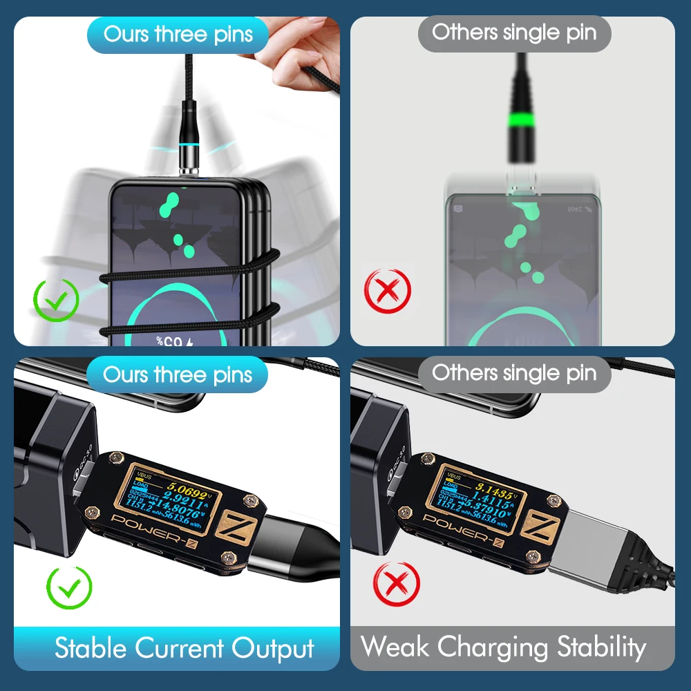 

3A LED Magnetic USB Cable Fast Charging Type C Cable Magnet Charger Data Charge Micro USB Wrie Mobile Phone Cord USB Data line