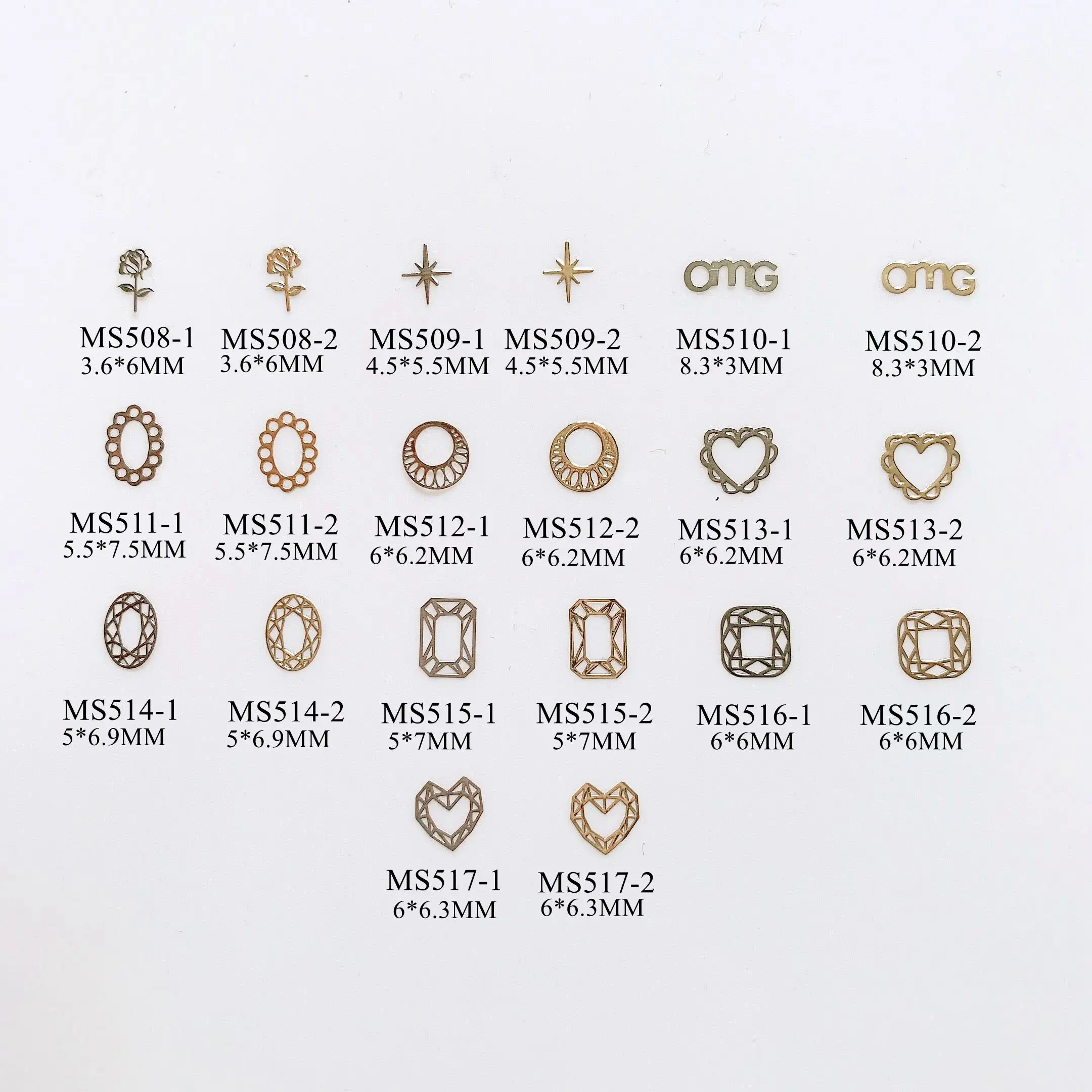 100 шт./пакет Серебряный/Золотой Металл розовое звезда OMG с голубыми овальными