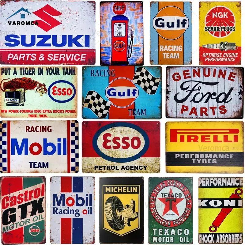 

Retro Metal Tin Sign Racing Plate Sign Metal Posters Vintage Motor Oil Tin Sign Bar Gas Station Wall Plaques Decor