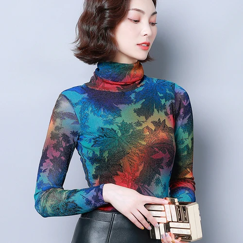 Осенне зимние новые стильные модные эластичные женские элегантные удобные тонкие приталенные рубашки с