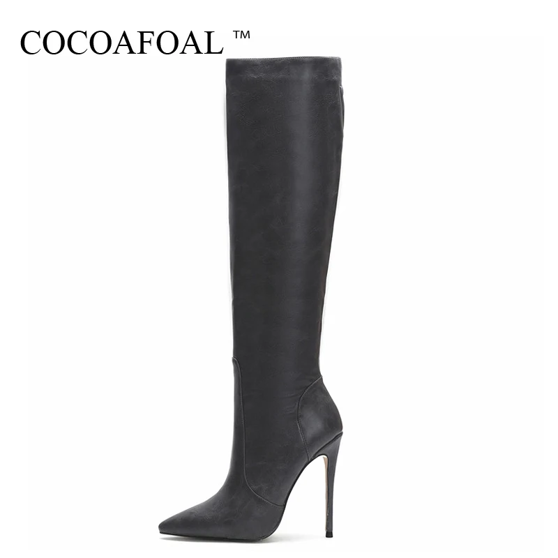 Женские ковбойские сапоги COCOAFOAL до колена на высоком каблуке середины икры с