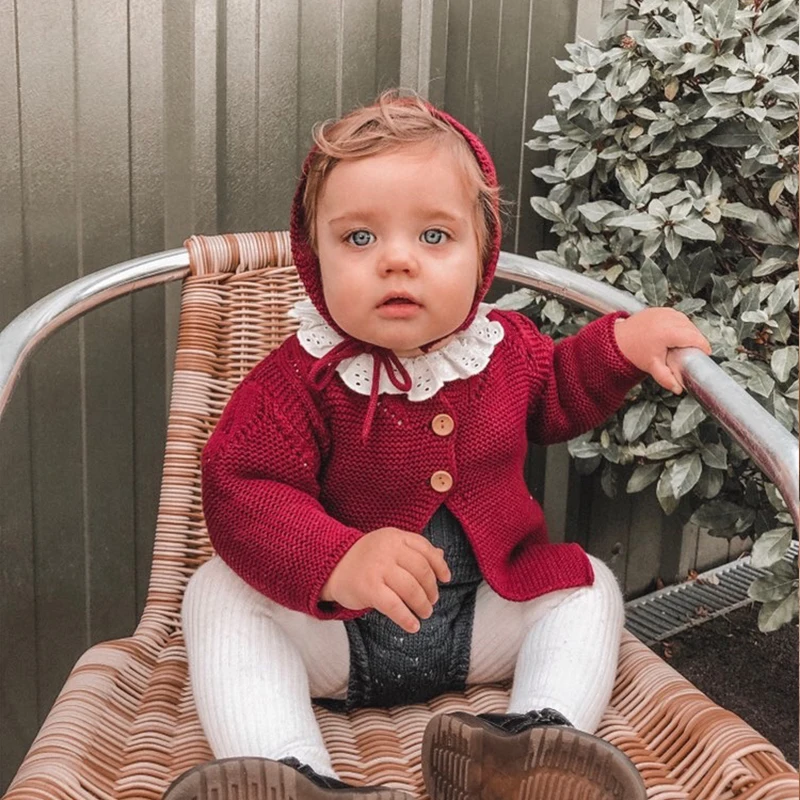 Вязаные шапки для малышей свитер Одежда новорожденных маленьких девочек и