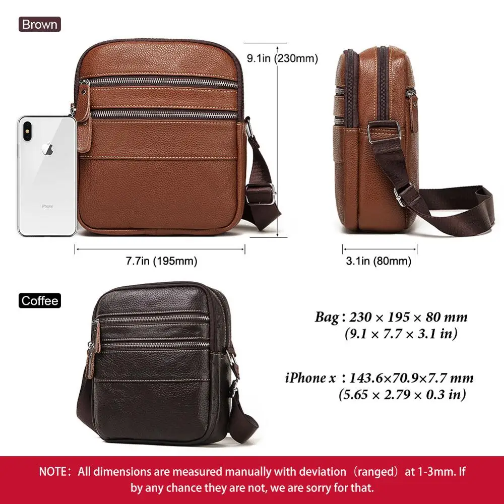 Сумка-мессенджер Мужская из 100% натуральной кожи Повседневная деловая |