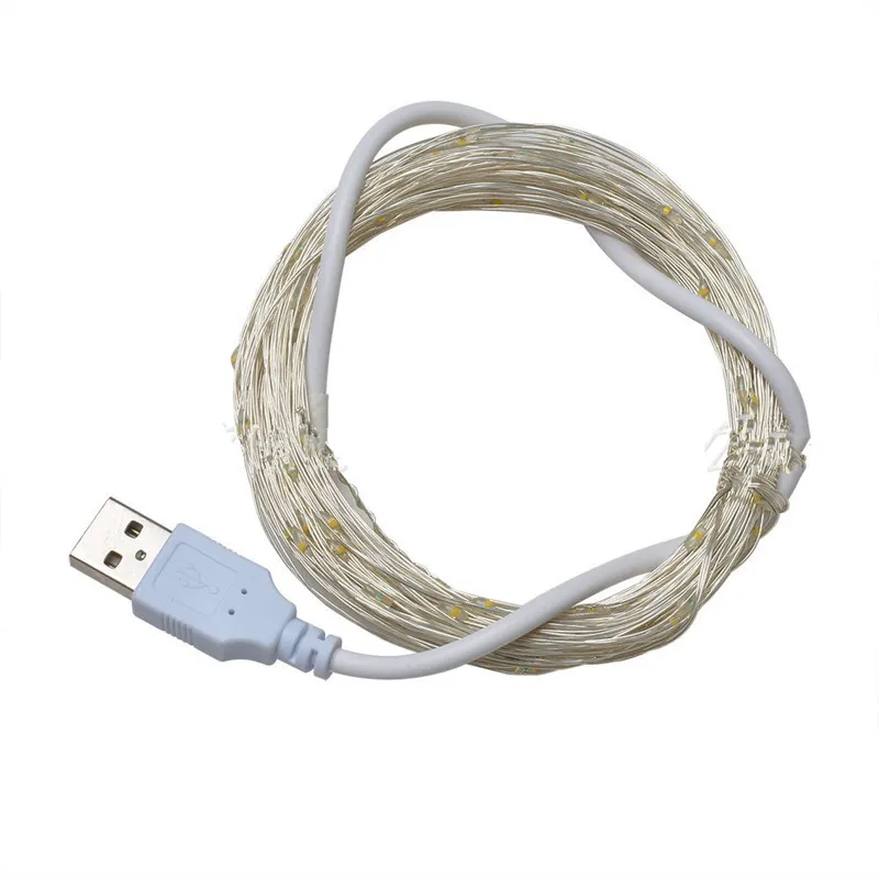 LED String Lights 5M/50LEDs Silver Wire Fairy Light Christmas Wedding Party Decoration USB Led Strip Lamp Festival | Лампы и освещение