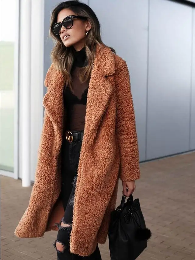 2020 осень длинное зимнее пальто из искусственного меха для женщин теплые женские