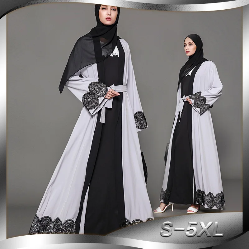 

WEPBEL Ramadan Full Sleeve Women Long Maxi Dress Muslim Abaya Fashion Open Dress Cardigan High Waist New Lace