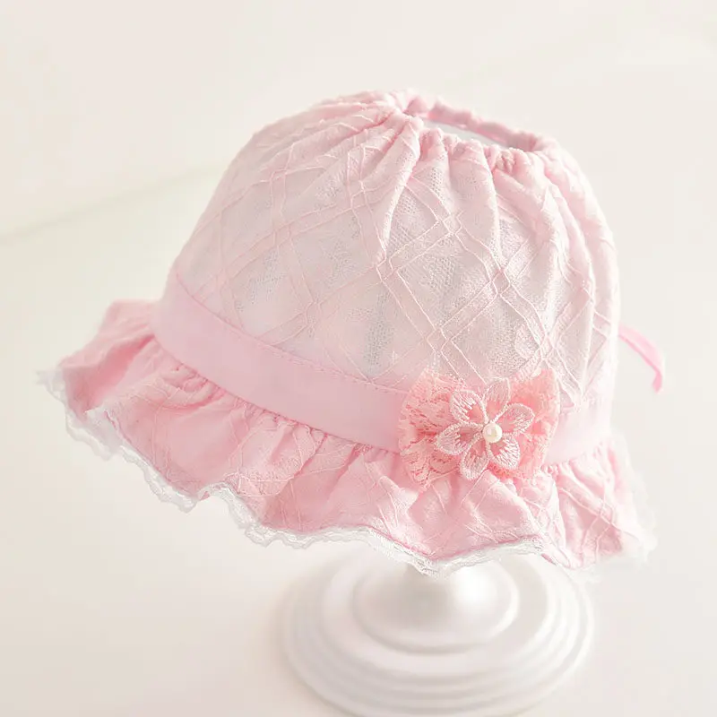 

W042 3-12 Month Spring Summer Lace Beanie Topless Baby Bucket Hat Infant Girls Cotton Breathable Sun Hat
