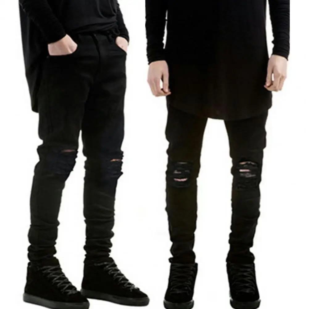 

Motorcycle Jeans Ride Trousers Pant Men Pants Ripped Solid Color Zipper Slim Men Jeans Casual Trousers Summer Riding Jeans Pants