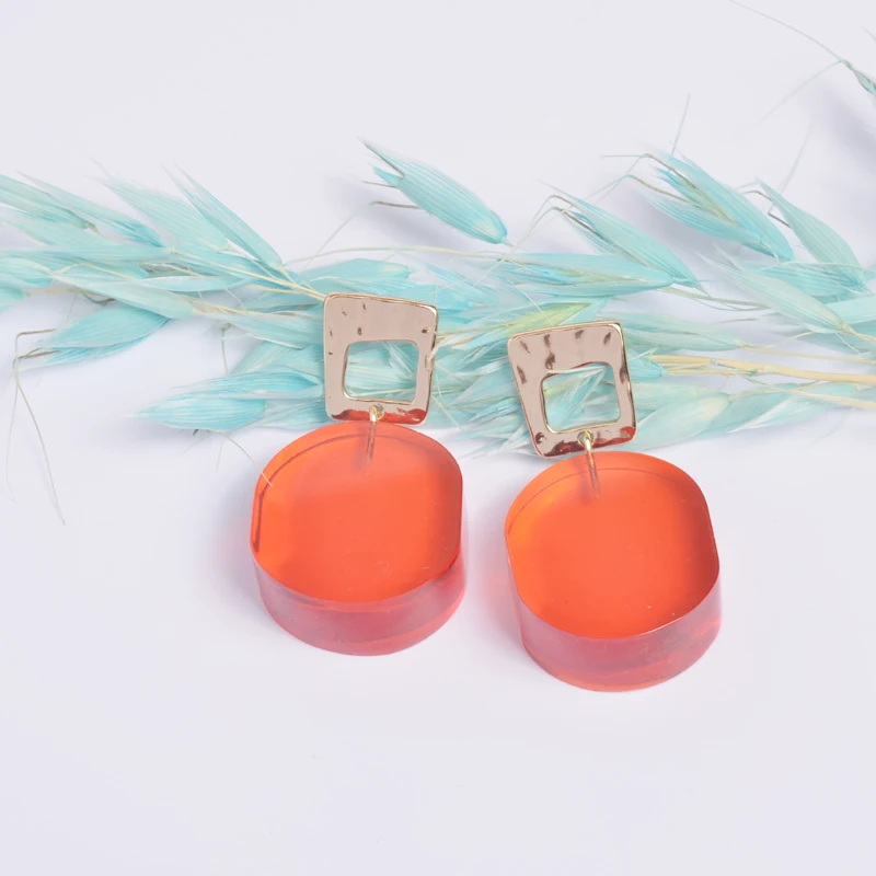 Женские акриловые серьги ZA модные оранжевые красные золотые гвоздики из смолы