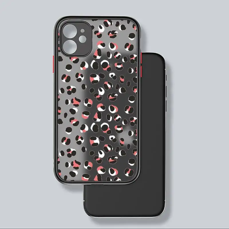 

Leopard Phone Case black matte transparent For iPhone 7 8 x xs xr 11 12 pro plus mini max Clear Funda